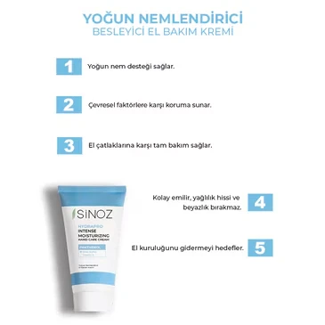 Sinoz, Yoğun Nemlendirici, El Bakım Kremi - 50 ml - 2