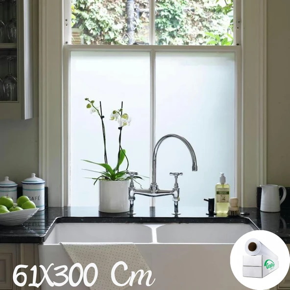 61 Cm x 3 Metre Cam Kumlama, Ofis, Duşakabin ve Balkon Camı Buzlu Kaplama Folyosu - 5