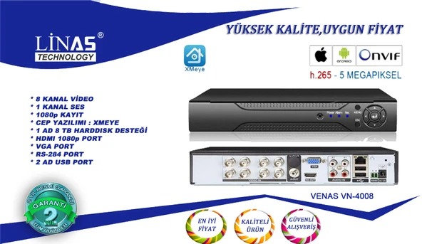 8 Kanal 5mp Ahd Dvr Xmeye Kayıt Cihazı - Resim 2