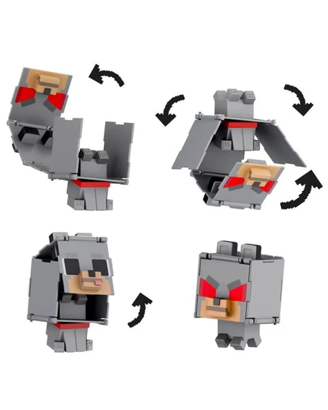 Minecraft Flippin Figs 2si1 Arada Evcil ve Saldırgan Kurt Figürü JCN22 - Resim 3