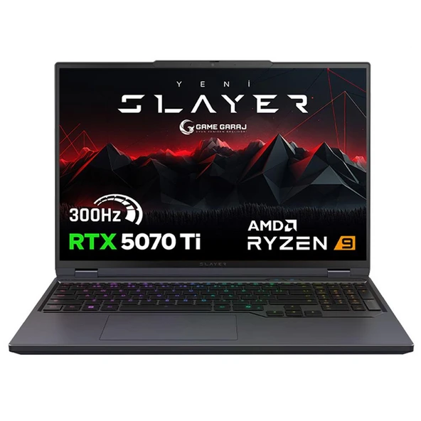 Game Garaj Slayer R9T3D-5070Ti C1 AMD Ryzen 9 9955HX3D 32GB RAM 1TB SSD RTX5070Ti 16" QHD IPS 300Hz FreeDOS Gaming Laptop - 2