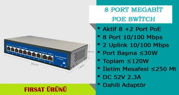 8 Port Megabit Poe Switch - Resim 3