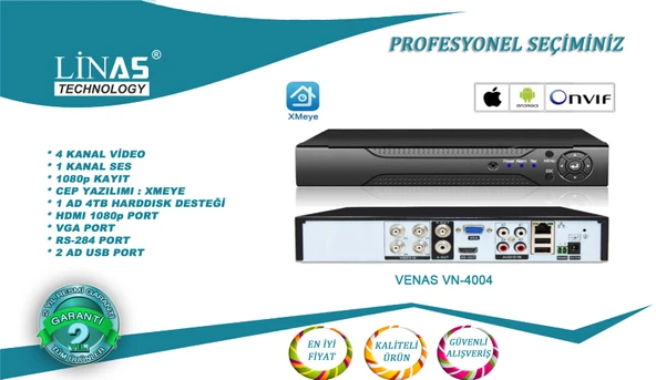 Linas 5MP 4 Kanal Ahd Dvr Xmeye Kayıt Cihazı - 2