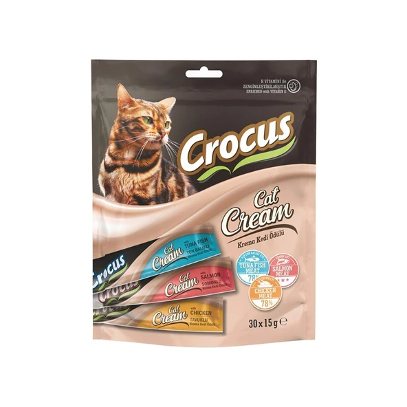 Crocus Çoklu Tavuklu & Ton Balıklı & Somonlu Krema Kedi Ödülü 30*15gr ürün görseli 1
