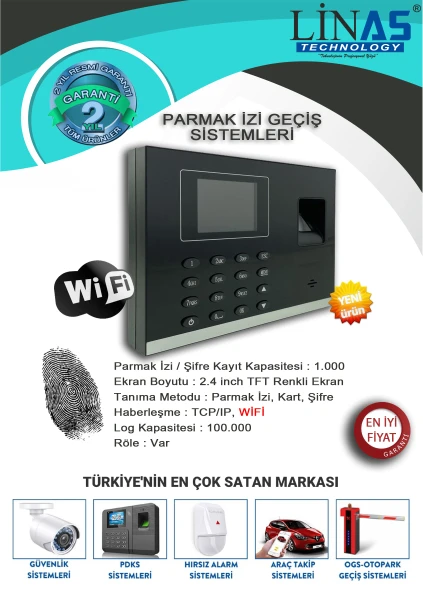 Wifi Parmak İzi Personel Takip Cihazı-Web Giriş Çıkış Yazılım - (10 KART HEDİYELİ) - 4