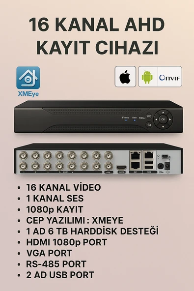 Linas 4016 16 Kanal Ahd Dvr Xmeye Kayıt Cihazı ürün görseli