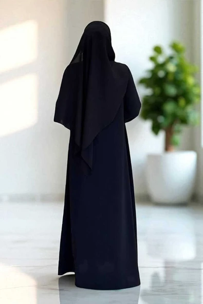 Boydan Düğmeli Ferace Elbise 3975 Siyah - 2