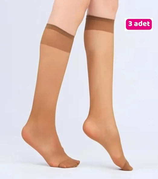 Müjde 3 Adet Ince Dizaltı Çorap 20 Denye 57 Ten - 2