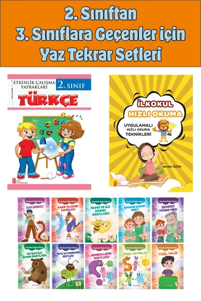 2.Sınıftan 3.Sınıfa Geçenler İçin  Hızlı Okuma ile Türkçe Etkinlik Kitabım+10 lu Hikaye Seti ürün görseli 1