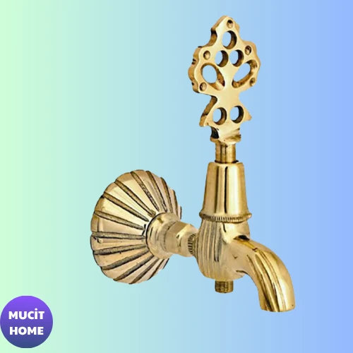 Mucit Home Osmanlı Musluğu Antika Pirinç Hamam Banyo Cami Şadırvan Musluğu Nostaljik Musluk Sarı