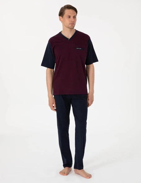Pierre Cardin Erkek Bordo Jakarlı Kısa Kol Şortlu & Uzun 3'lü Özel Kutulu Pijama Takım - 5