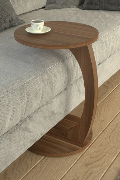 C Sehpa Koltuk Sehpası Yan Sehpa Zigon Sehpa Servis Sehpası Ceviz - Resim 2