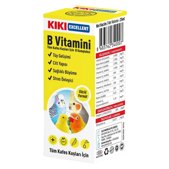 Kiki Excellent Kuşlar Için B Vitamini 25 ml ürün görseli 1
