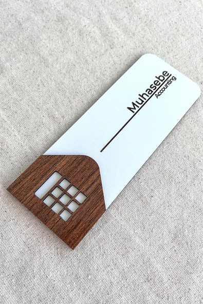 Muhasebe Kapı Tabelası – MDF Ofis Oda İsimliği | 19x7 cm Çift Katmanlı - 2