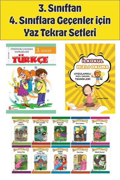 3.Sınıftan 4.Sınıfa Geçenler İçin  Hızlı Okuma ile Türkçe Etkinlik Kitabım+10 lu Hikaye Seti ürün görseli 1
