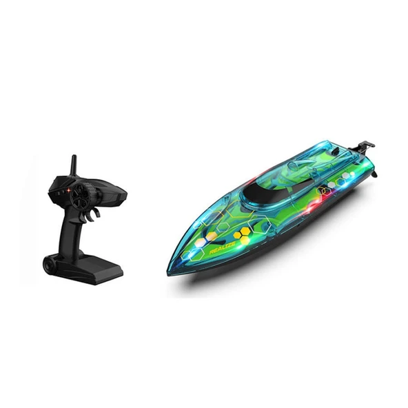 25 Km Hız Yapabilen Uzaktan Yüksek Hızlı Işıklı RC Sürat Teknesi 35 CM