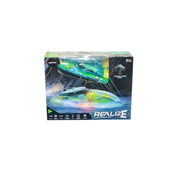25 Km Hız Yapabilen Uzaktan Yüksek Hızlı Işıklı RC Sürat Teknesi 35 CM - 6