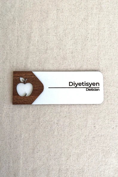 Diyetisyen Kapı Tabelası – MDF Muayene ve Danışma Oda Levhası | 19x7 cm Çift Katmanlı