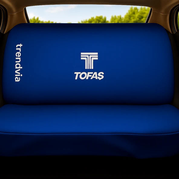 TOFAŞ Logolu Penye Kumaş Koltuk Kılıfı Takımı Mavi  Ön ve Arka Oto Koltuk Koruma Seti - 2