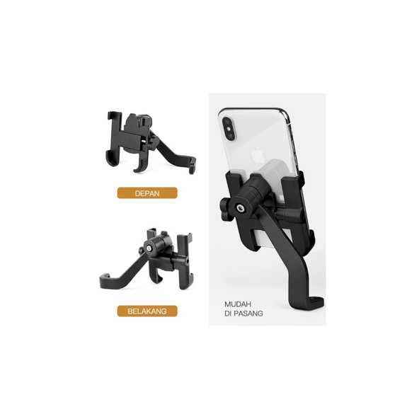 Alüminyum Gövdeli Metal Ayna Bağlantılı Motosiklet Telefon Tutucu 7 İnç Xl - 4