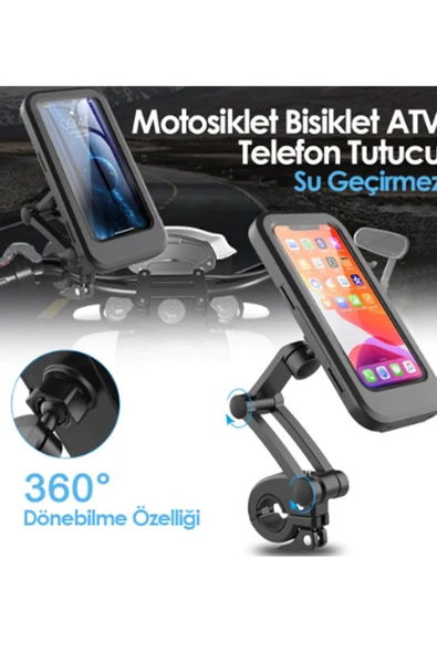 Gidon Bağlantılı Su Geçirmez Mıknatıslı Motorsiklet Telefon Tutucu - 7