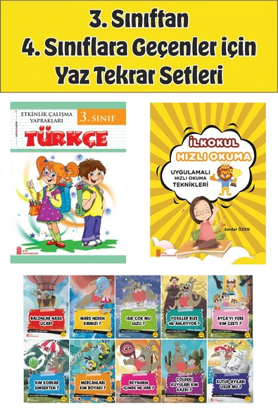 3.Sınıftan 4.Sınıfa Geçenler İçin  Hızlı Okuma ile Türkçe Etkinlik Kitabım+10 lu Hikaye Seti 3 ürün görseli 1