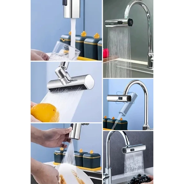 Buffer® 3 Farklı Modlu Çok Amaçlı Musluk Adaptörü Evrensel Musluk Başlığı Şelale Musluk - 8