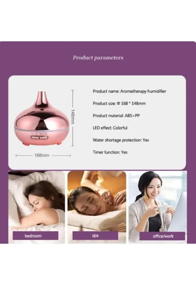 Hava Nemlendirici Parlak Gold Aromatik Oda Kokusu 550 Ml Kahve Aroma Difüzörü Buhar Nemlendırıcı - 5