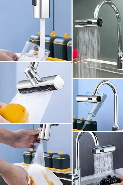 Buffer® 3 Farklı Modlu Çok Amaçlı Musluk Adaptörü Evrensel Musluk Başlığı Şelale Musluk - 16