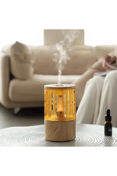 Mum Işığı Görünümlü Taşınabilir 125ml Kapasiteli Işıklı Aroma Yayıcı Hava Nemlendirici - 5