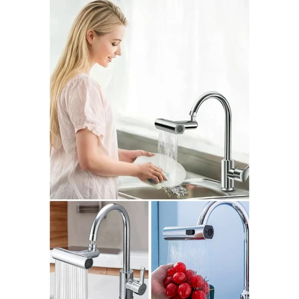 Buffer® 3 Farklı Modlu Çok Amaçlı Musluk Adaptörü Evrensel Musluk Başlığı Şelale Musluk - 7