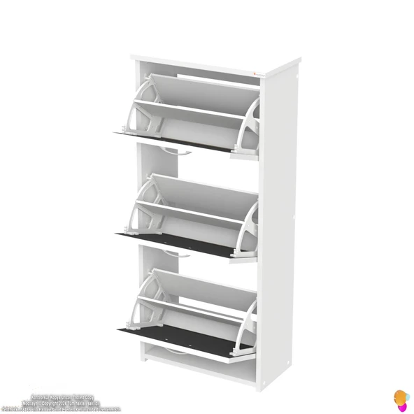 Modilayn WEST Antre 52x116x 26 cm’ lik 3 Düşer Kapak 6 Göz Bölmeli Ayakkabılık - 7