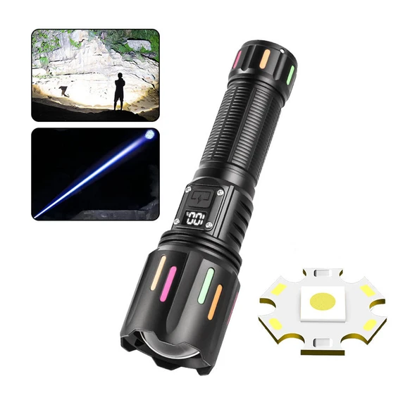 30w Zoomlu Led Powerbank Özellikli Şarjlı Profesyonel El Feneri Ps-9954 - 2