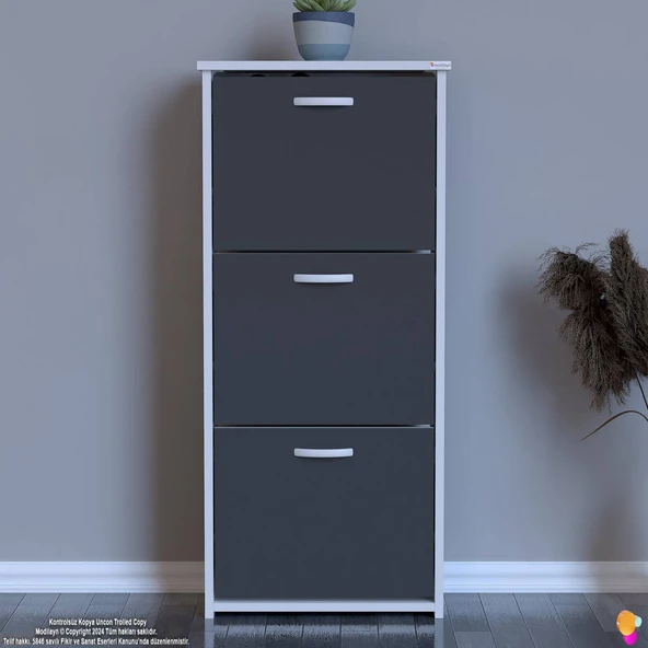 Modilayn WEST Antre 52x116x 26 cm’ lik 3 Düşer Kapak 6 Göz Bölmeli Ayakkabılık - 3