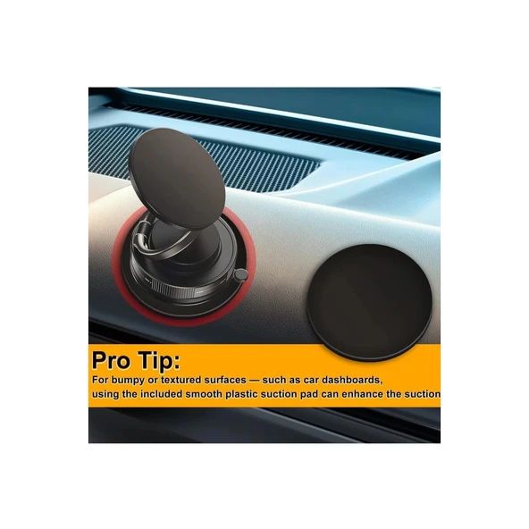 Metalik Magsafe Telefon Tutucu Tüm Yüzeylerle Uyumlu Vakumlu 360 Dönen Oynar Başlık - 5
