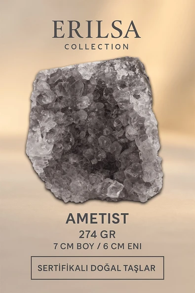 Sertifikalı Ametist Taşı Kütlesi 274 Gr – Ham Doğal Kristal Dekoratif Taş Stresi Azalt Huzur Ver ürün görseli