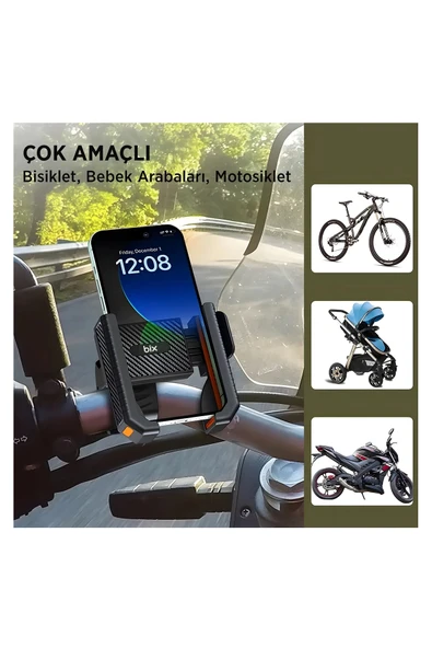 Gidon Bağlantılı Bisiklet Motosiklet İçin Esnek Abs 4-7.8″ İnç Telefon Tutucu 360° Dönebilen Tasarım - 13