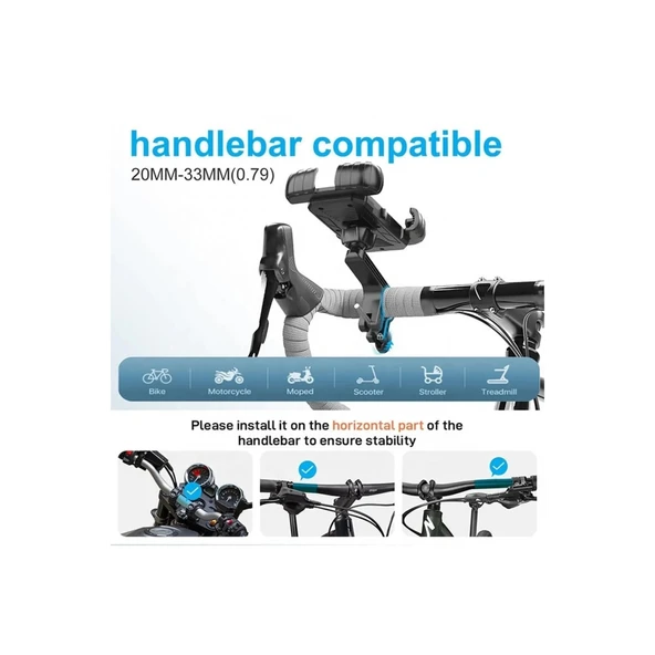 360° Derece Ayarlanabilen Gidon Bağlantılı Bisiklet Motosiklet İçin Abs 4-7.8″ İnç Telefon Tutucu - 6