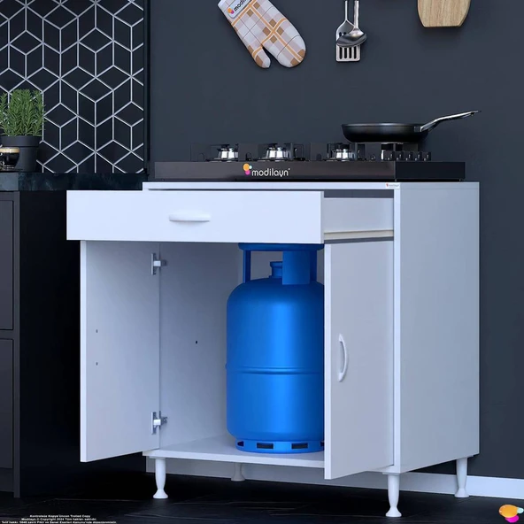 Modilayn DOQU (XL) Set Ocak Altı Dolap 65x88x56 cm Çekmeceli, Kapaklı ve 1 Gözlü Tüp Bölmelidir - 4