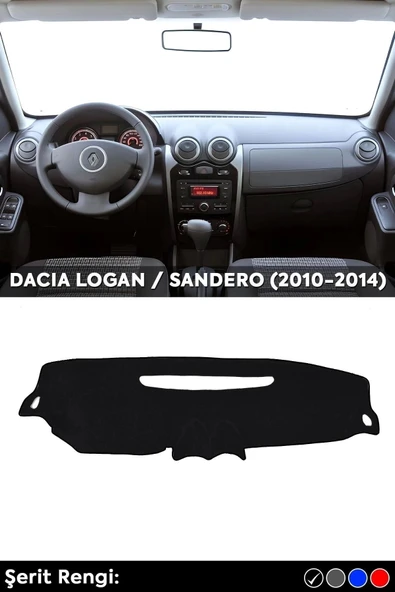 Dacıa Logan / Sandero (2010-2014) 3d Torpido Koruma Kılıfı - Ön Göğüs Kaplama - Siyah Şerit ürün görseli 1
