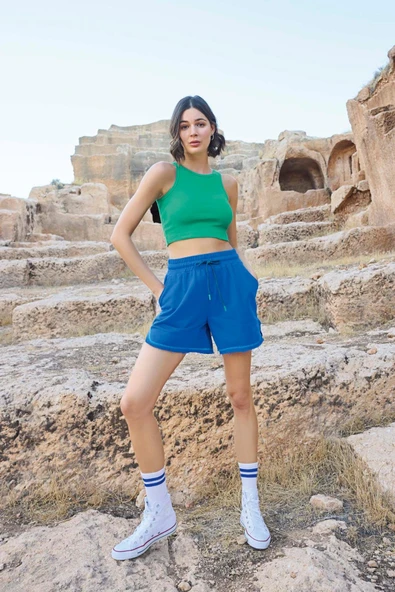 Kapüşonlu 3'lü Crop Alt Üst Takım - Resim 8