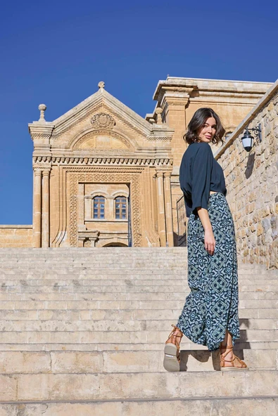 Etnik Desenli Alt Üst Takım - Resim 8