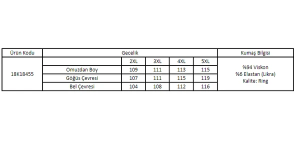 Kolu Omzu ve Yakası Dantelli Önü Düğmeli Büyük Beden Gecelik - Resim 3