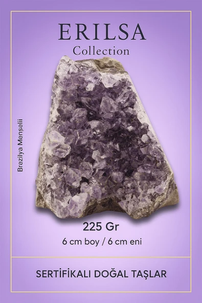 Sertifikalı Ametist Taşı Kütlesi 225 Gr – Ham Doğal Kristal Dekoratif Taş Parçası ürün görseli