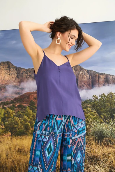 Etnik Desenli 3'lü Pijama Takımı - Resim 7