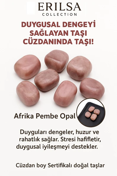 Sertifikalı Cüzdan Boy Afrika Pembe Opal Taşı Kütle - Sevgi ve Şefkat Duygularını Güçlendirir ürün görseli