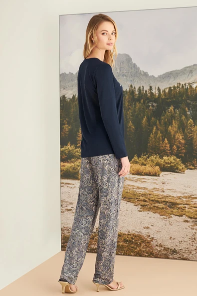 Yaprak Desenli "Romantic Life" Pijama Takımı - Resim 5