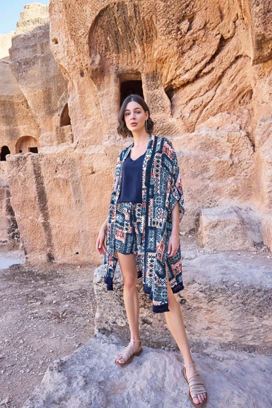 Etnik Desenli 3'lü Alt Üst Takım - 7