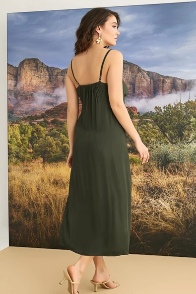 Çiçek Desenli Dantelli ve Dekolteli Saten Sabahlık Takımı - 8