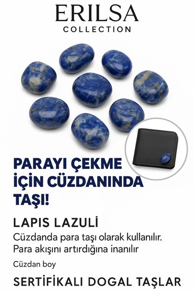 Sertifikalı Cüzdan Boy Lapis Lazuli Taşı Kütle - Bilgelik ve Zihinsel Açıklık Kazandırır ürün görseli